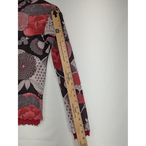 Weston Wear Mesh Floral Mock Neck Long Sleeve Top Size M - Picture 8 of 8